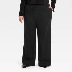 A New Day Linen Blend Black Pants Size XXL